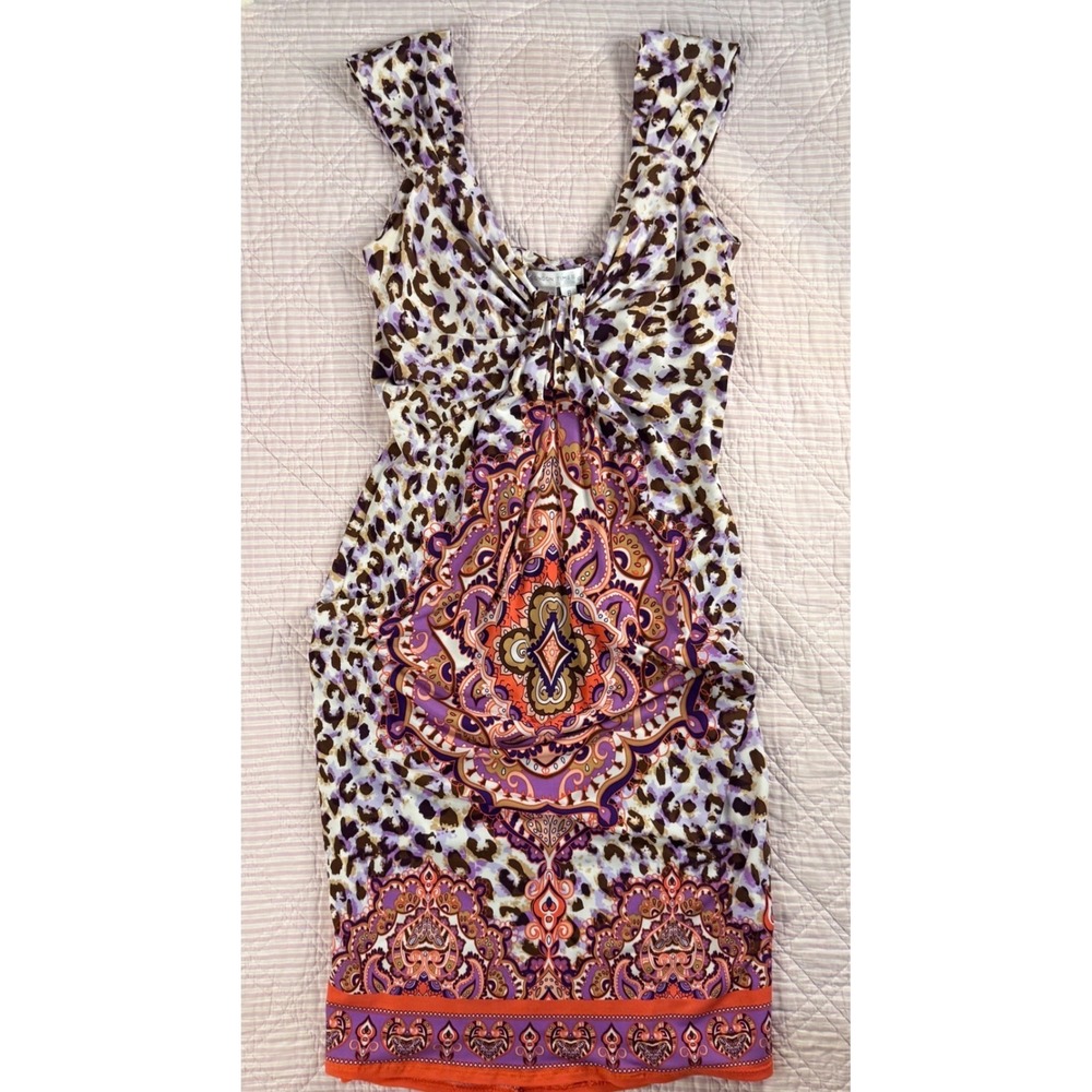 Y2K 90s Fairy Grunge Girly London Times Paisley Ruched Sheath Dress 6‎ Feminine